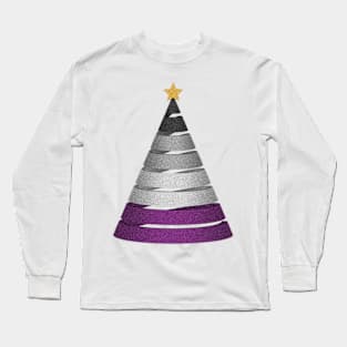 Large Spiral Asexual Pride Flag Christmas Tree Vector Long Sleeve T-Shirt